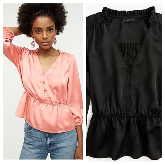 J. Crew Tops - J Crew V-Neck Button Detail Peplum Top NWT Sz 6
